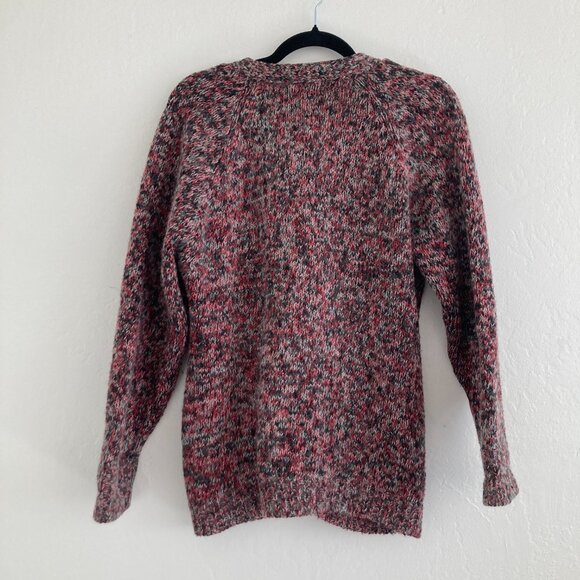 Vintage Kwon Shing 100% Wool Marled Cardigan Sweater Button Front Pink Large - Picture 5 of 7